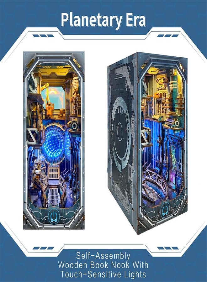 STRUCWOOD Cyberpunk Book Nook Kit,DIY Dollhouse Kit 3D Wooden Puzzles with LED Futuristic Decor,Birthday Christmas Home Decor for Teens Adults -Planetary Era(SQ-27) - Image 2